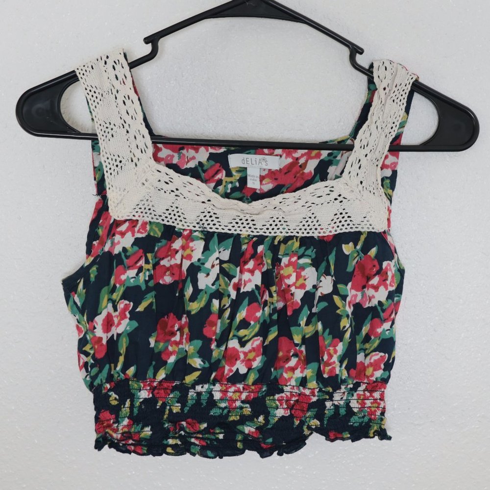 Delias Floral Crop Top Lace Size Small